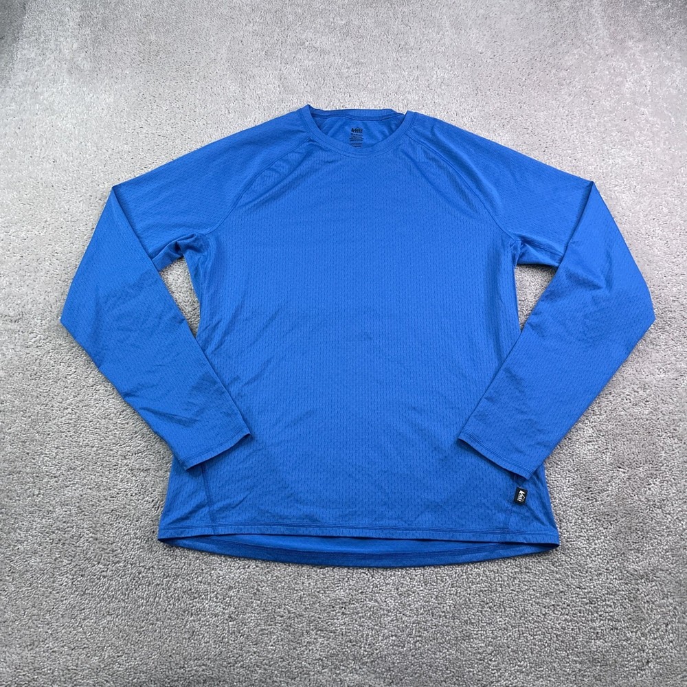 REI Co op Shirt Mens Medium Blue Lightweight Base Layer Long Sleeve Hiking Tee