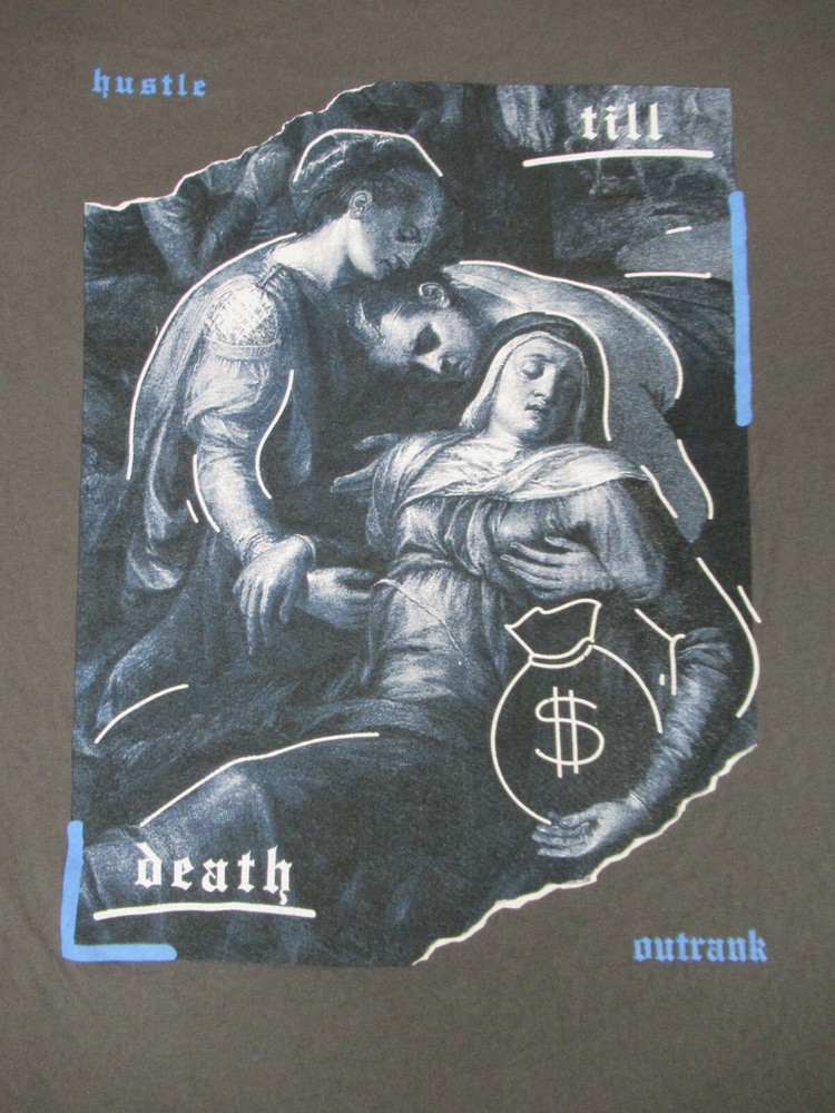 OUTRANK CLOTHING HUSTLE TILL DEATH – RENAISSANCE PAINTING GRAY 2XL T-SHIRT H105
