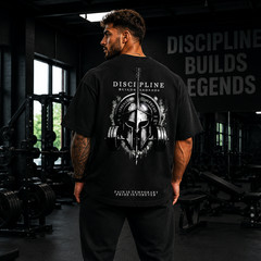 Men’s Oversized Gym Graphic T-Shirt Discipline Builds Legends Fitness Streetwear