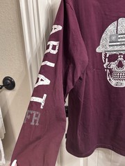Ariat FR Men’s XL/TG Burgundy Crewneck Long Sleeve Skull Graphic Logo T-Shirt