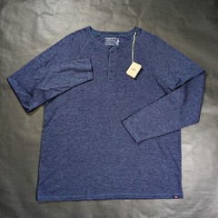 Faherty Men’s Navy Heather Blue Cloud Cotton Long Sleeve Henley Shirt Tee 2XL