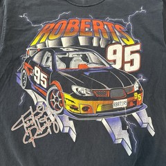 Roberts Racing T Shirt Men’s XL Black Faded Distressed Graphic Lightning Racecar
