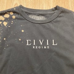 Civil Regime Through Hell & Back Long Sleeve T Shirt Mens SZ M Black Bleach Wash