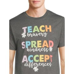 Men Autism Awareness T-shirt Teach Bravery Spread Kindness Accept Differences Sm