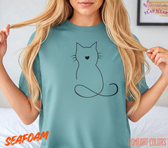 Unisex Minimalist Cat Heart T SHIRT,T shirt women,T shirt men,T shirt vintage