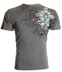 ARCHAIC by AFFLICTION Silver ARMY ANT Short Sleeve Slim Fit Y2K T-shirt NWT