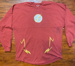 THE FLASH Spirit Jersey Long Sleeve Shirt Warner Brothers Superhero Adult M EUC