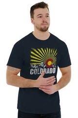 Colorado Flag Rocky Mountains Vacation Gift Adult Short Sleeve Crewneck Tee