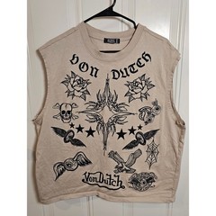 Von Dutch Originals Von Dutch Graphic Sleeveless Tank Top Large Y2K Tattoo Goth