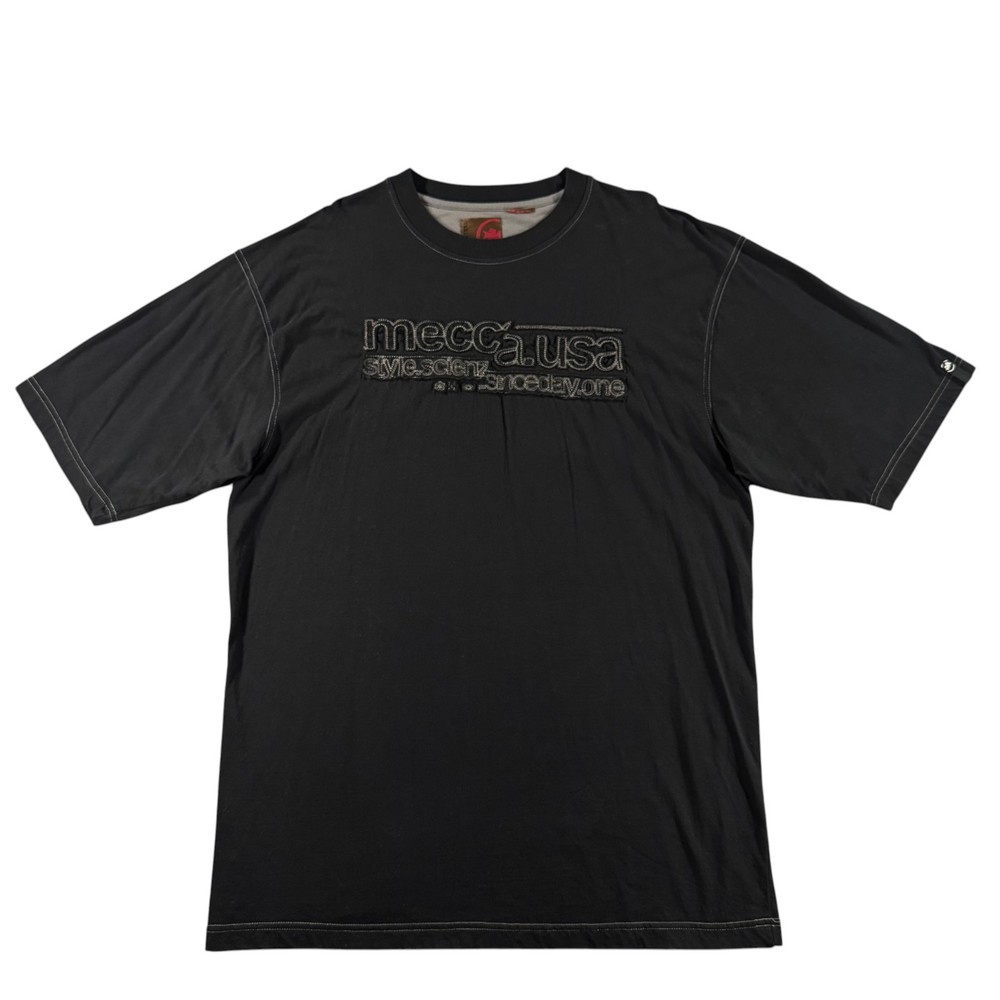 Vtg Mecca USA Style Scienz Scine Day One T Shirt Size 3XL Black Y2K Embroidered