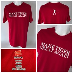 Make Tiger Great Again T-Shirt Men’s XL Red Cotton Short Sleeves Golf YGI P5-56