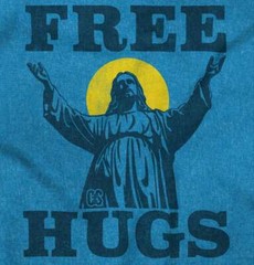 Free Hugs Jesus Christ Christian Religious Adult Short Sleeve Crewneck Tee