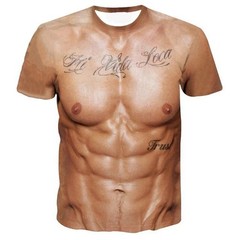 Men’s 6-pack Abdominal Muscle T-shirt 3D Printed Short Sleeved Fitness