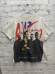 VTG U2 Achtung 1991 Baby Zoo TV Tour White Band Concert Tee AOP T-Shirt M/L USA