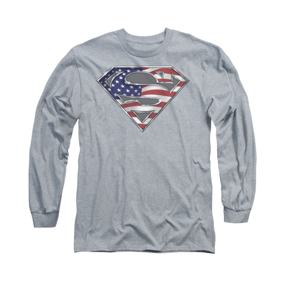 SUPERMAN ALL AMERICAN Licensed Men’s Long Sleeve Graphic Tee Shirt SM-3XL