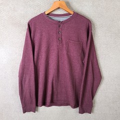 Member’s Mark Shirt Mens XL Burgundy Henley Thermal Cotton Blend Long Sleeve