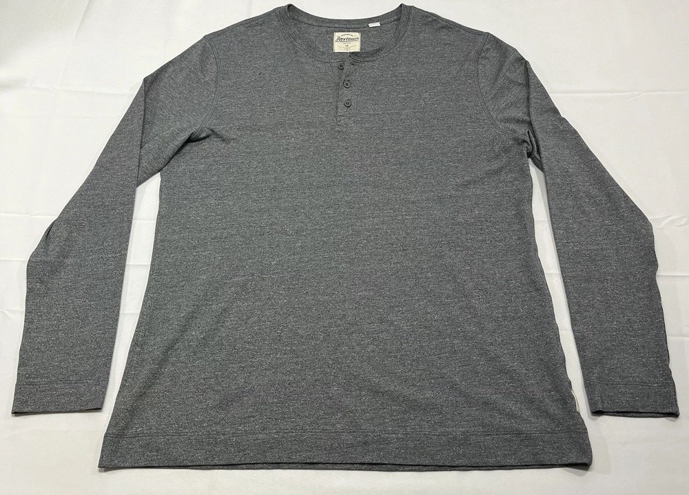 Revtown Shirt Mens Large Gray Henley Long Sleeve Lightweight Popover Casual