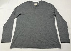 Revtown Shirt Mens Large Gray Henley Long Sleeve Lightweight Popover Casual