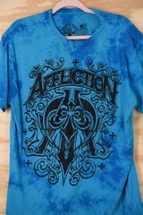 Affliction Blue Crystal Wash Tie Die Double Sided T-Shirt Size XL