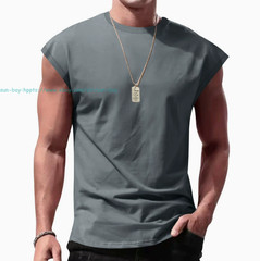 Mens Sleeveless T-Shirts Workout Tank Tops Cut Off Shirts Gym Summer Casual Tee