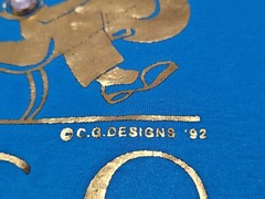 Vtg Art Deco Miami Florida C.G Designs ’92 Single Stitch XL Blue Gold Shirt USA