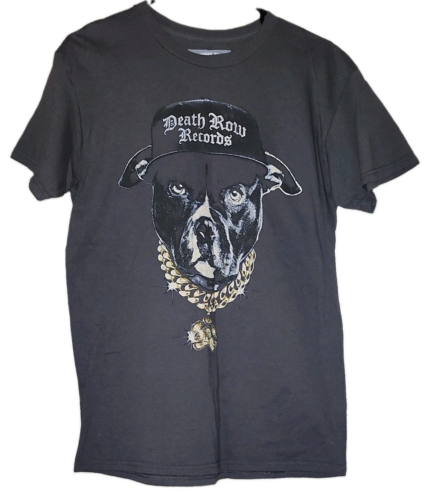 Death Row Records Men’s Black Dog Hip Hop Graphic Crew Neck T-Shirt Size M