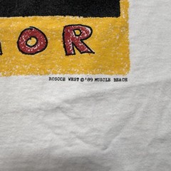 Vintage 80s 1989 Roscoe West “ AMOR ” Skull Art Shirt Muscle Beach Size Large