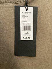 Kenneth Cole Men’s Brown Large Short Sleeve Crew Neck Cotton T-shirt NWT $49