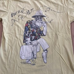 Vintage Dr. Gonzo Graphic T-Shirt Ralph Steadman Fear Loathing Yellow Cotton L