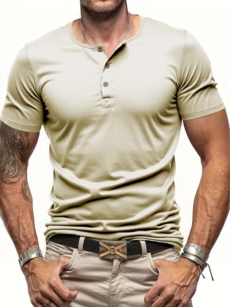 Camisa De Manga Corta Moda Lujo Camiseta Elegante Cuello V Para Hombres