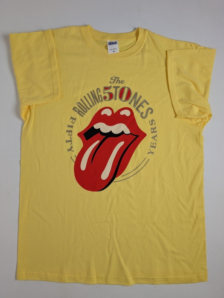 The Rolling Stones T-Shirt Fifty Years 50th Anniversary Tongue Logo Yellow…