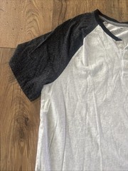 Old Navy Short Sleeve Henley Shirt | Size L | Men Weathered Black And Off White