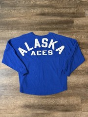 Alaska Aces Long Sleeve Shirt Mens Medium Blue Graphic Tee Hockey Sportswear