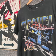 Daniel Ricciardo Formula 1 T Shirt Size Large Faded Black Vintage Style AOP Car