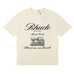 Men Women RHUDE Print Letter People Cotton Short Sleeve POLO Loose T-Shirt S-2XL