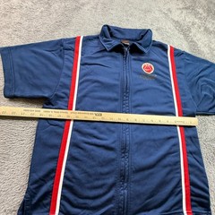 Nike Mens S Basketball Warm Up Shirt Blue Red White Stripe Zip Jersey Vintage