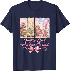 Just A Girl Who Loves to Read Floral Book Lover Unisex T-Shirt