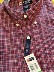 NWT Chaps Plaid Easy Care Button Down Size Large