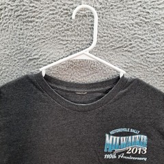 Biker Shirt Adult Large Gray Biker Milwaukee Motorcycle Rally Grunge Skater Mens