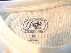 Jachs MFG Thermal Shirt Mens M WHITE Crewneck Lightweight Waffle Knit NWOT