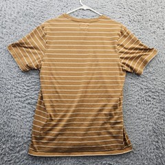 Pact Organic T Shirt Men Medium Brown Stripe V Neck 100% Organic Cotton