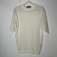 Vtg Henri Valdise Collection Short Sleeve Knit Shirt Mens Sz M Cream Semi Sheer