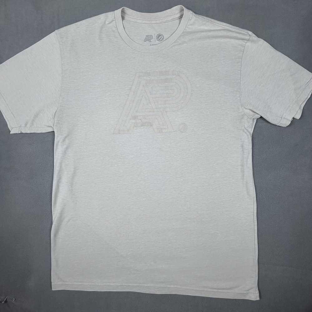 AP Logo Shirt Mens Large Gray Poly Cotton Blend Graphic Evolution Tee Casual