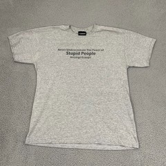 VTG Never Underestimate Stupid People Tee L Gray No Boundaries Y2K Short Sleeve