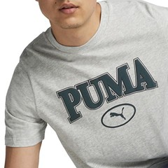 PUMA Squad Graphic Crew Neck Short Sleeve T-Shirt Mens Grey Casual Tops 67601304