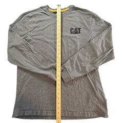 CAT Caterpillar Long Sleeve Shirt Gray Size Large L/G Workwear Logo Tee (B007)