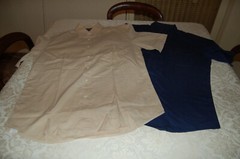 Top Collection – No. 2 men’s shirts, beige and blue, cotton, size 41 (16), used