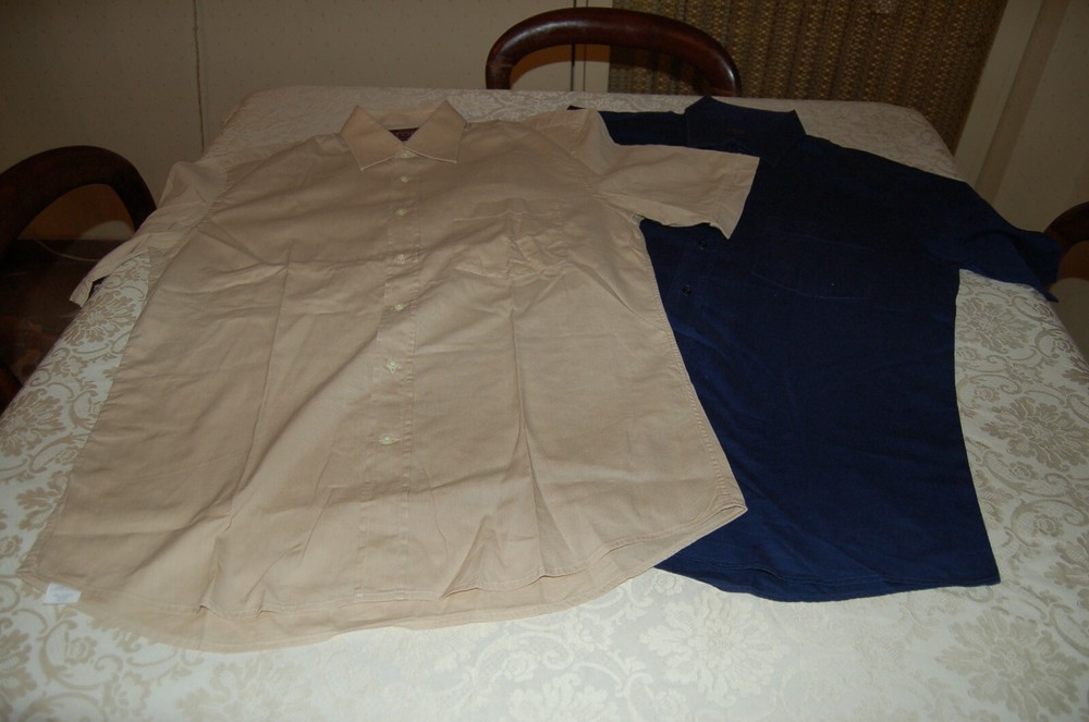 Top Collection – No. 2 men’s shirts, beige and blue, cotton, size 41 (16), used