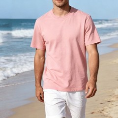 Spring Autumn Wear Men Cotton T-shirt Soft Hand Feel Moderate Elasticity