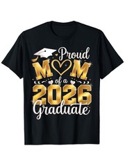 Proud Dad 2026 Graduate T-Shirt Tee Golden Graduation Cap Cursive Design Unisex❀